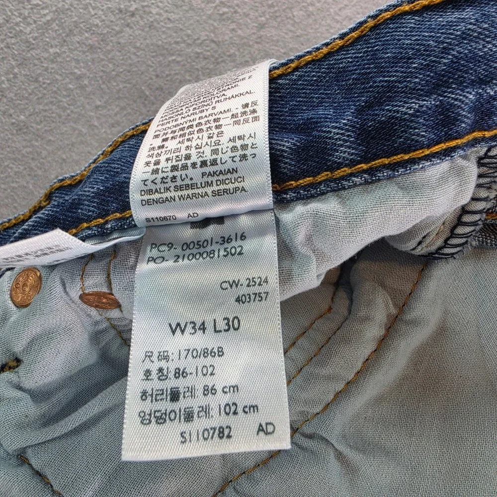 Levis 501 Original Fit Mens Blue Denim Straight Leg Button Fly Jeans 34x30